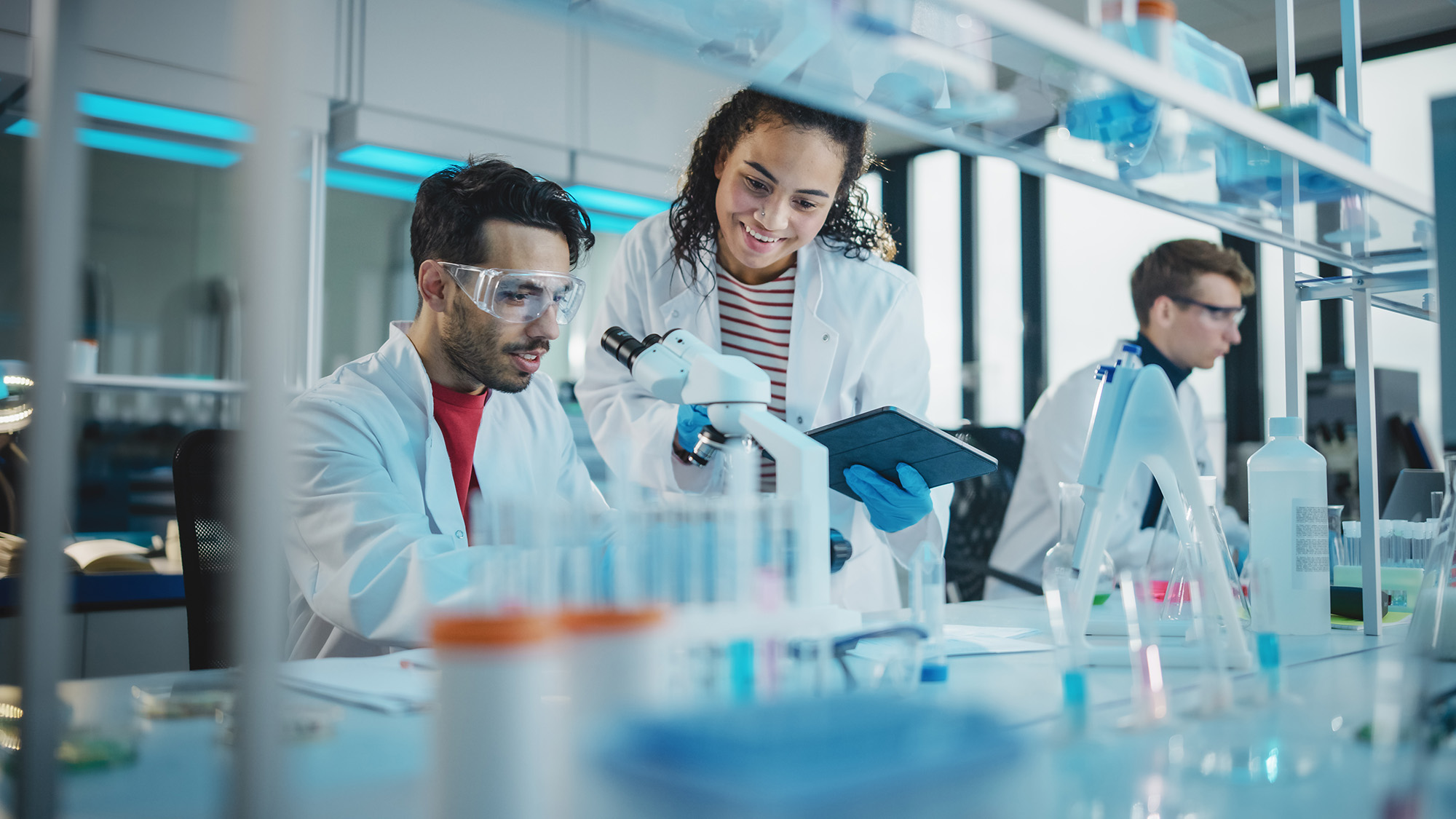 people in laboratory setting